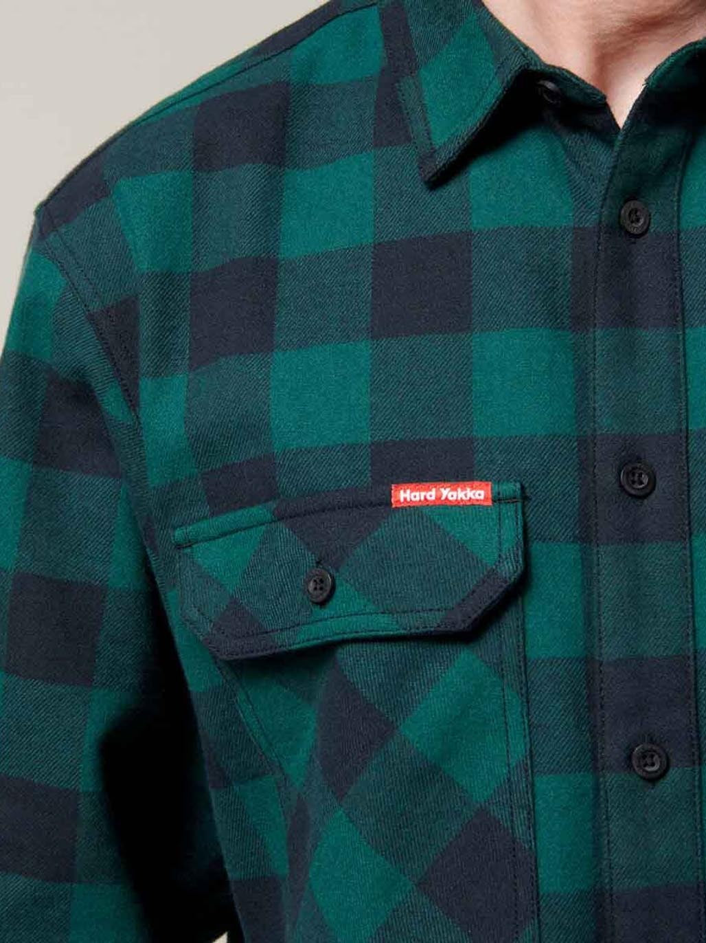 HARD YAKKA LONG SLEEVE CHECK FLANNEL COTTON WORK SHIRT